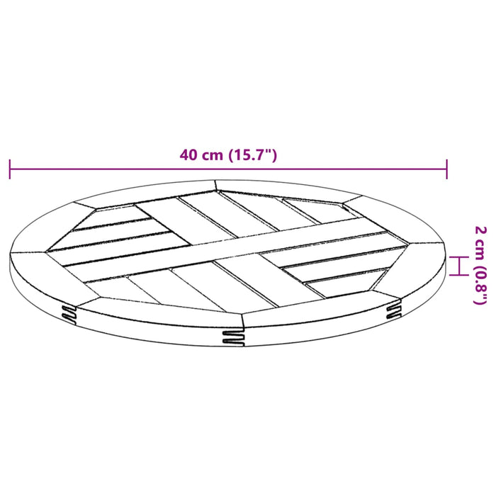 Blat de masă rotund, Ø40x2 cm, lemn masiv de acacia