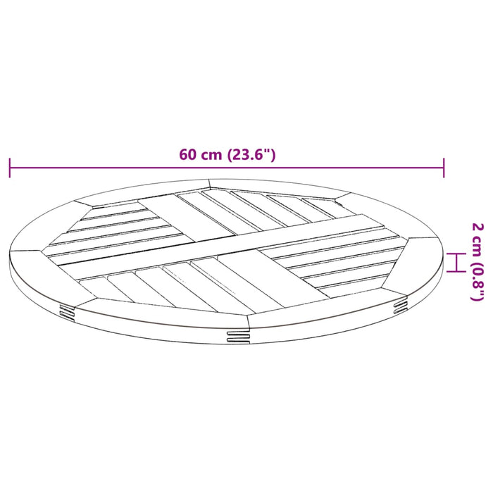 Blat de masă rotund, Ø60x2 cm, lemn masiv de acacia