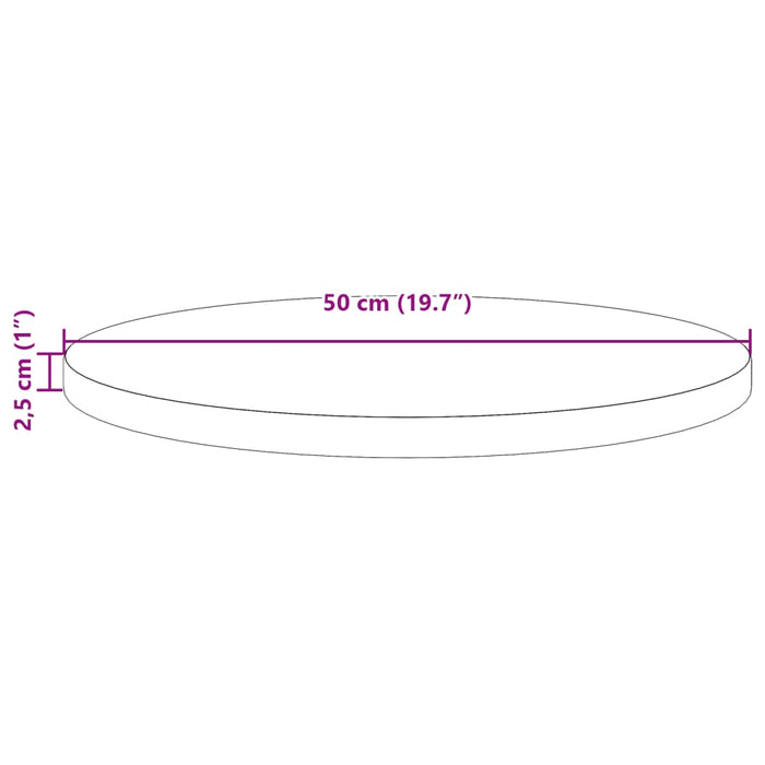 Blat de masă rotund, maro ceruit, Ø50x2,5 cm, lemn masiv de pin