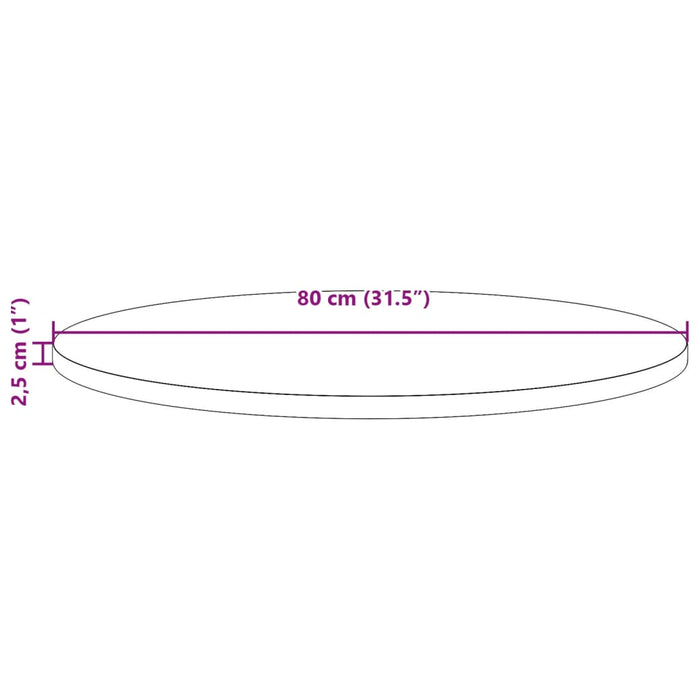 Blat de masă rotund, maro ceruit, Ø80x2,5 cm, lemn masiv de pin