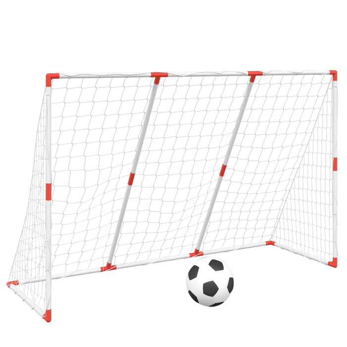 Poartă de fotbal pentru copii cu mingi 2-în-1 alb 184x64x124 cm