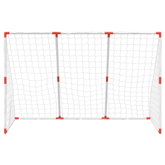 Poartă de fotbal pentru copii cu mingi 2-în-1 alb 184x64x124 cm