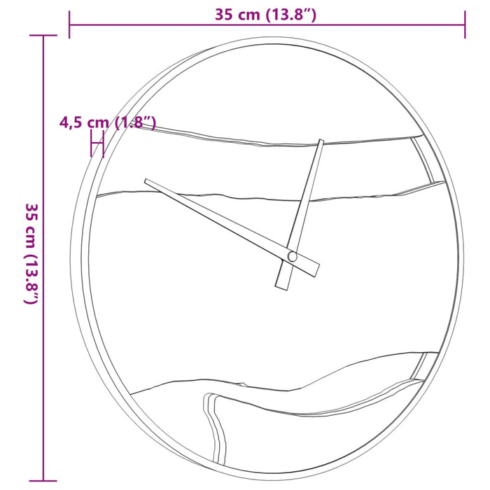 Ceas de perete, maro, Ø35 cm, fier și lemn de măslin