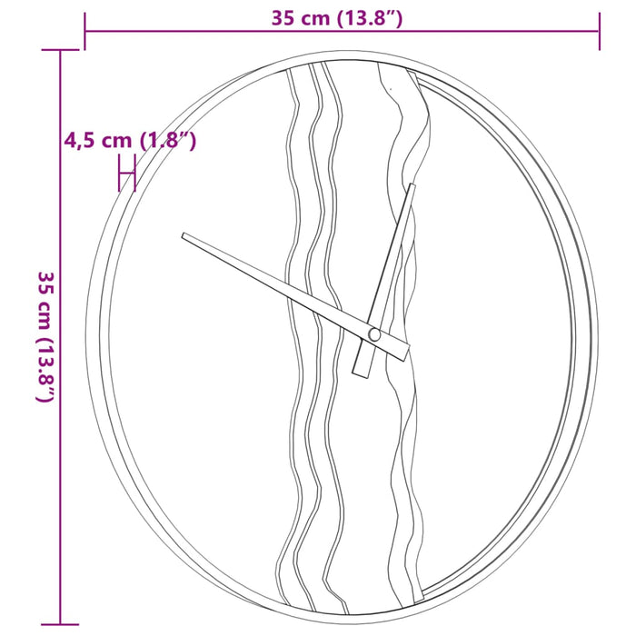 Ceas de perete, maro, Ø35 cm, fier și lemn de stejar