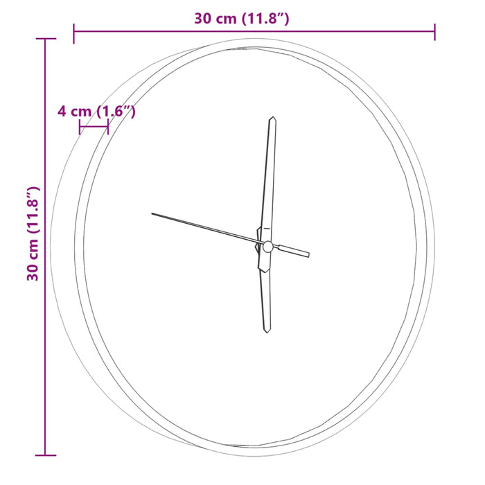 Ceas de perete cu scale luminoase și indicatori albastru Ø30 cm