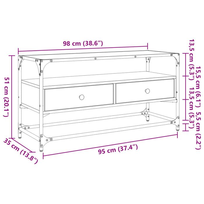 Dulap TV blat sticlă, negru, 98x35x51 cm lemn prelucrat