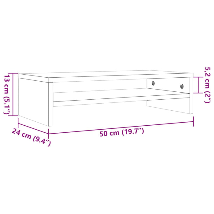 Suport pentru monitor, maro miere, 50x24x13 cm, lemn masiv pin