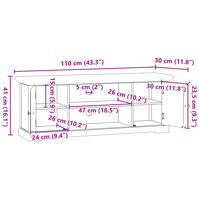 Dulap TV, alb, 110x30x41 cm, lemn prelucrat