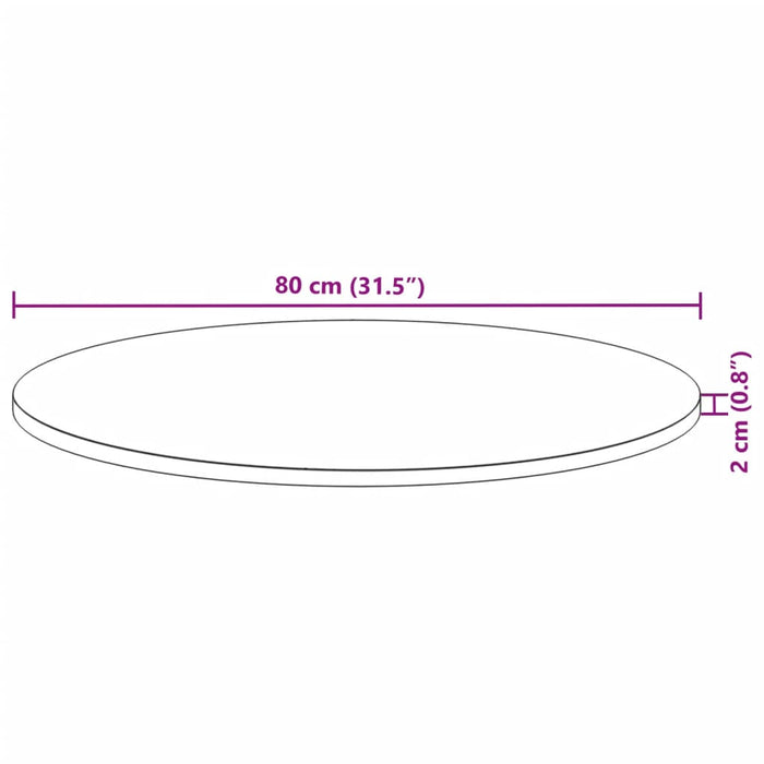 Blat de masă rotund, Ø80x2 cm, lemn masiv de acacia