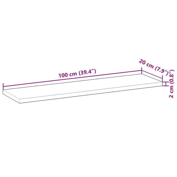 Blat de masă 100x20x2cm dreptunghiular lemn masiv de acacia