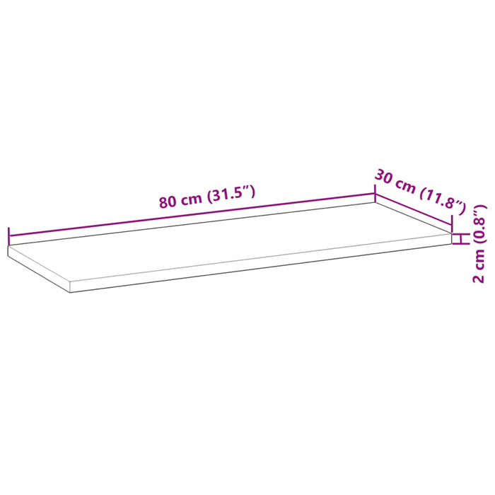 Blat de masă 80x30x2 cm dreptunghiular lemn masiv de acacia