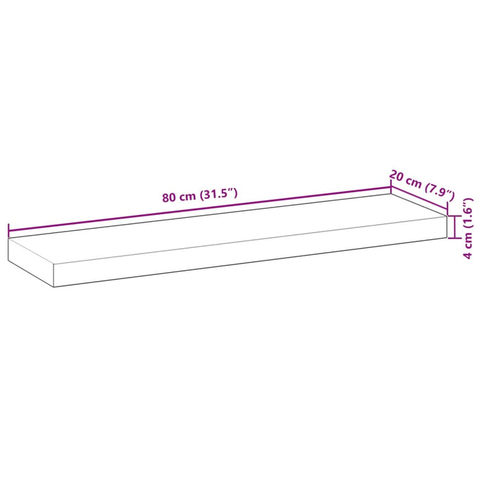 Blat masă 80x20x4 cm lemn solid dreptunghiular de acacia