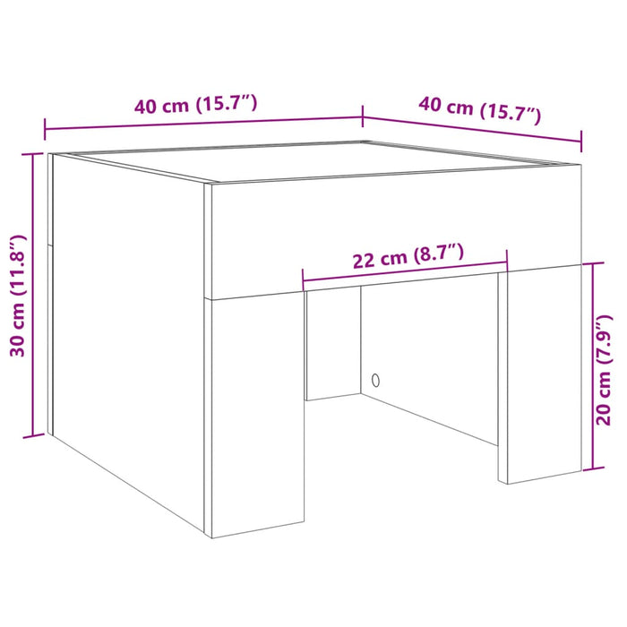 Noptieră cu LED infinity, negru, 40x40x30 cm