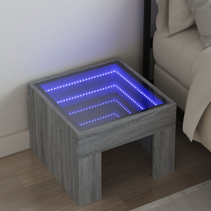 Noptieră cu LED infinity, gri sonoma, 40x40x30 cm