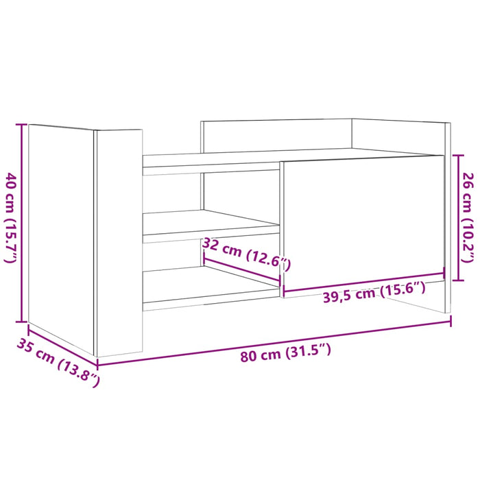 Comodă TV, alb, 80x35x40 cm, lemn prelucrat