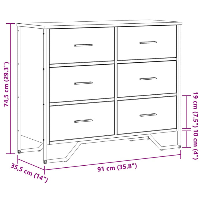 Comodă cu sertare, stejar sonoma 91x35,5x74,5 cm lemn prelucrat