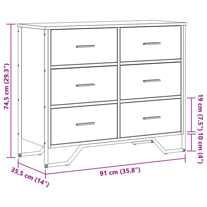 Comodă cu sertare, stejar maro 91x35,5x74,5 cm lemn prelucrat