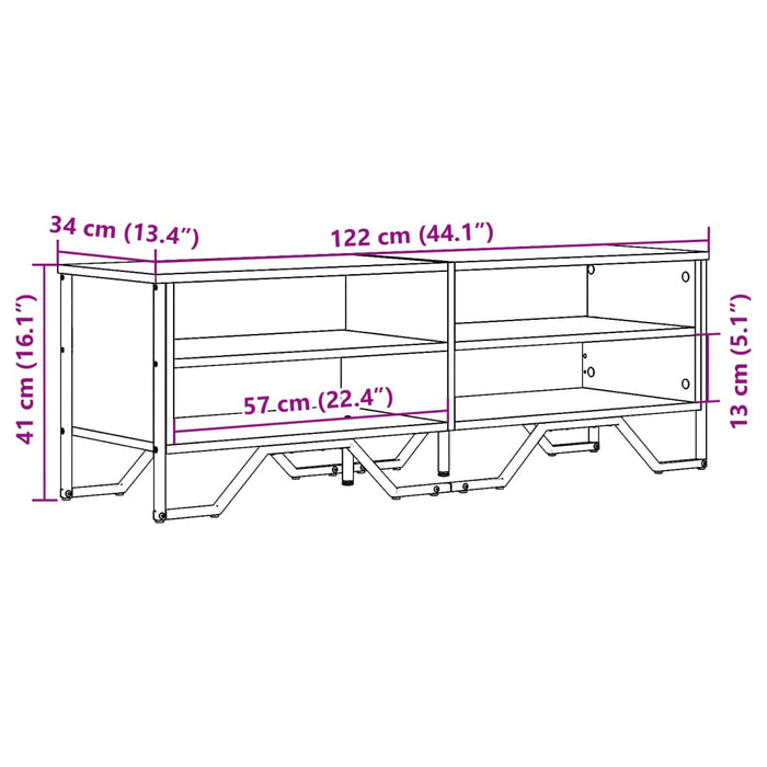 Dulap TV, gri sonoma, 122x34x41 cm, lemn prelucrat