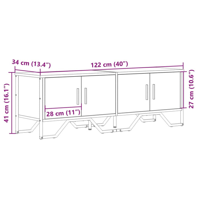 Dulap TV, stejar fumuriu, 122x34x41 cm, lemn prelucrat