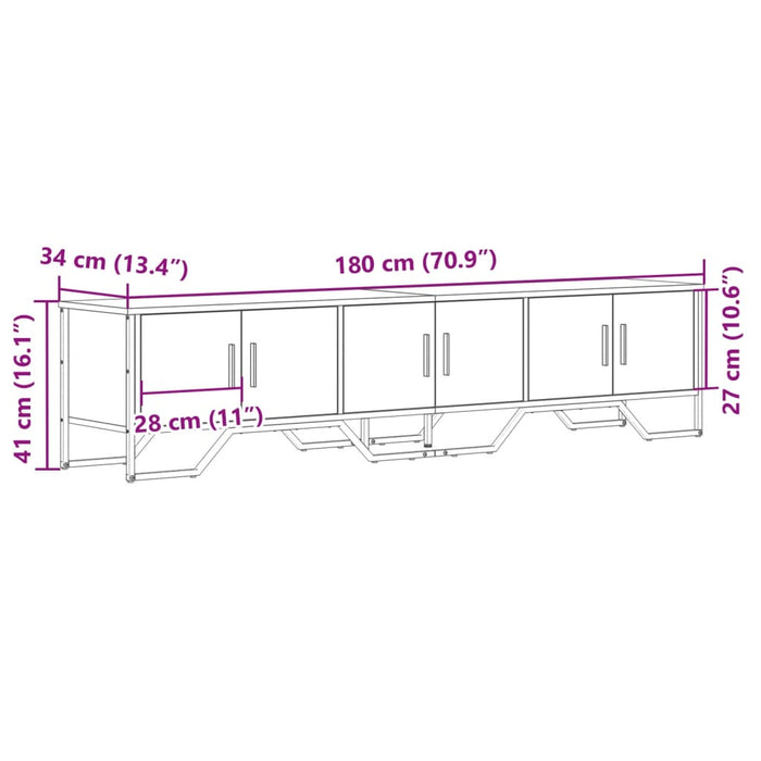 Dulap TV, stejar sonoma, 180x34x41 cm, lemn prelucrat