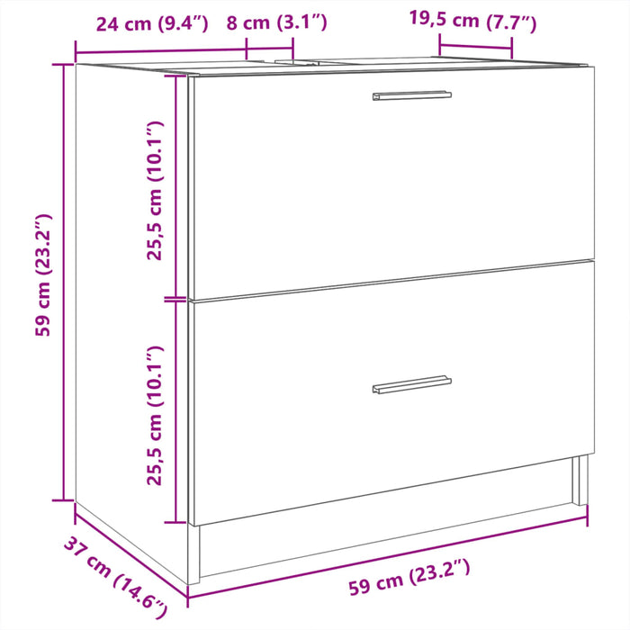 Dulap de chiuvetă, gri beton, 59x37x59 cm, lemn prelucrat