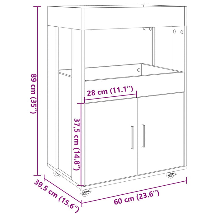 Cărucior de bar, gri beton, 60x39,5x89 cm, lemn prelucrat