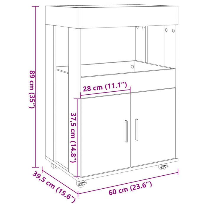 Cărucior de bar, gri sonoma, 60x39,5x89 cm, lemn prelucrat