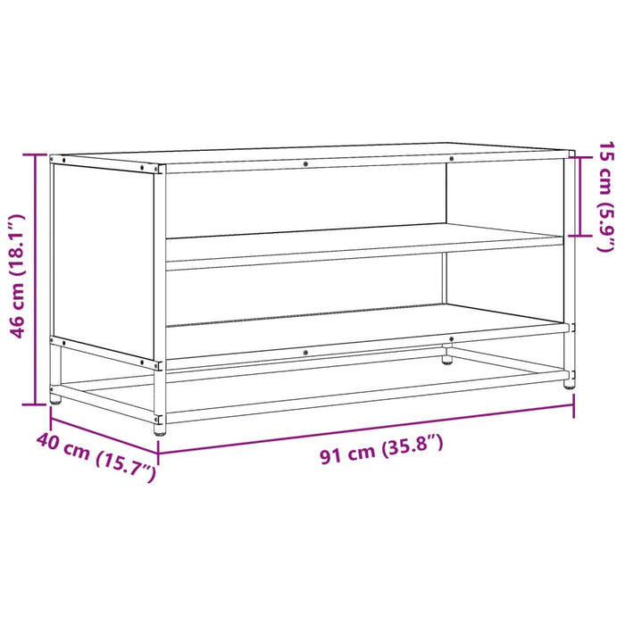 Dulap TV, negru, 91x40x46 cm, lemn prelucrat și metal