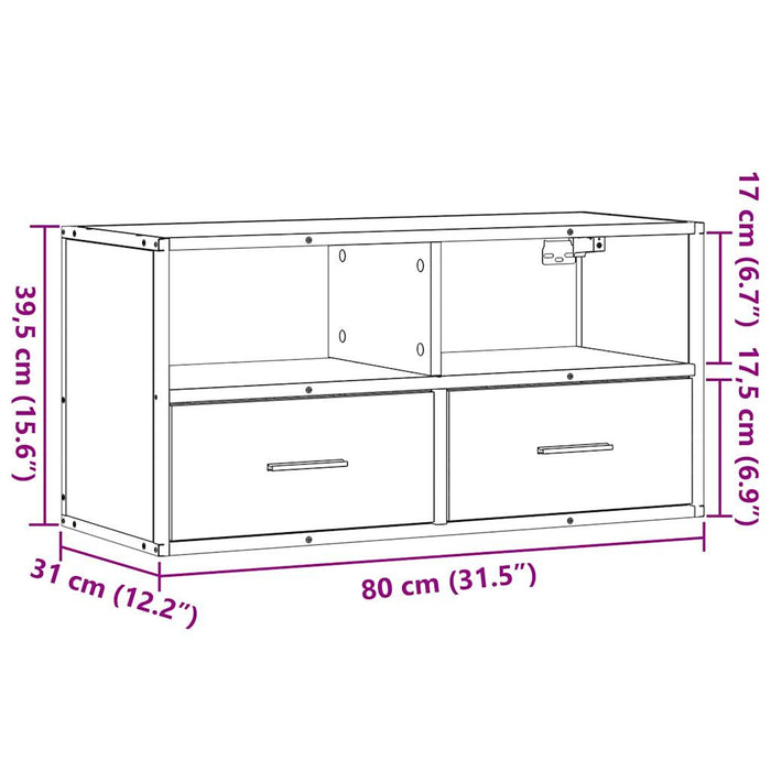 Dulap TV, stejar sonoma, 80x31x39,5 cm, lemn prelucrat și metal