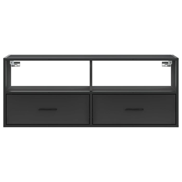 Dulap TV, negru, 100x31x39,5 cm, lemn prelucrat și metal