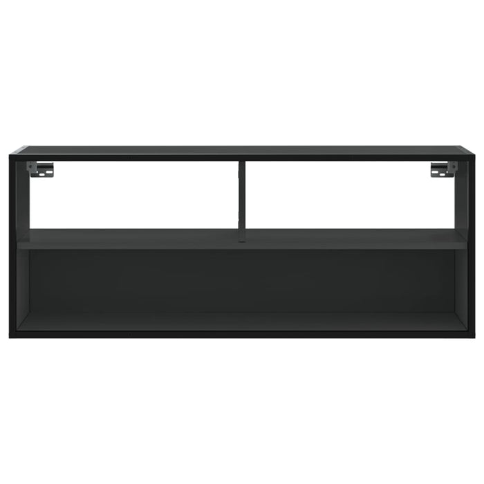 Dulap TV, negru, 100x31x39,5 cm, lemn prelucrat și metal