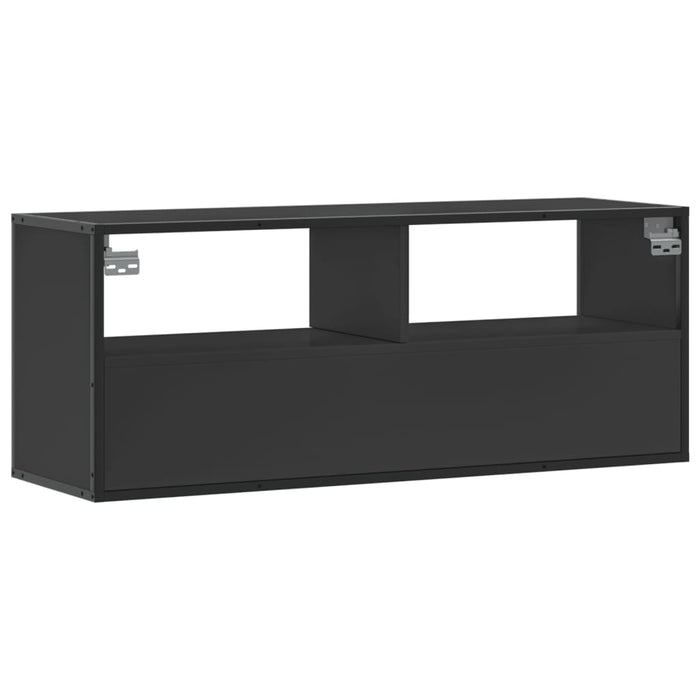 Dulap TV, negru, 100x31x39,5 cm, lemn prelucrat și metal