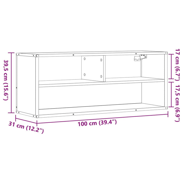 Dulap TV, negru, 100x31x39,5 cm, lemn prelucrat și metal