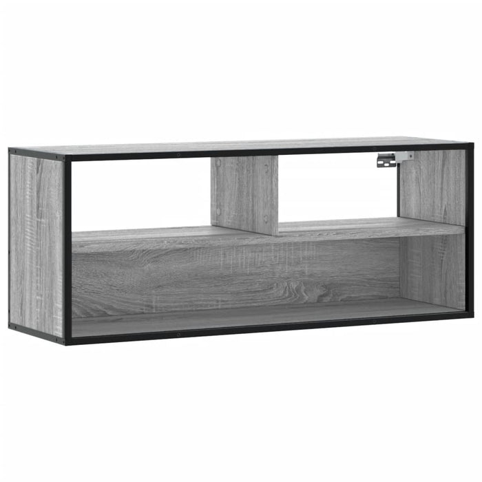 Dulap TV, gri sonoma, 100x31x39,5 cm, lemn prelucrat și metal