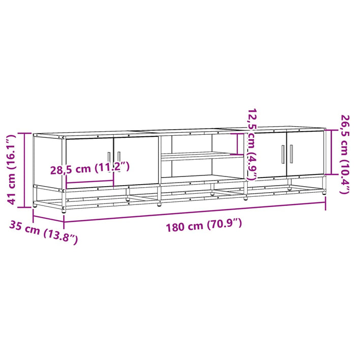 Dulap TV, gri sonoma, 180x35x41 cm, lemn prelucrat