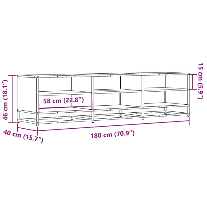 Dulap TV, gri sonoma, 180x40x46 cm, lemn prelucrat