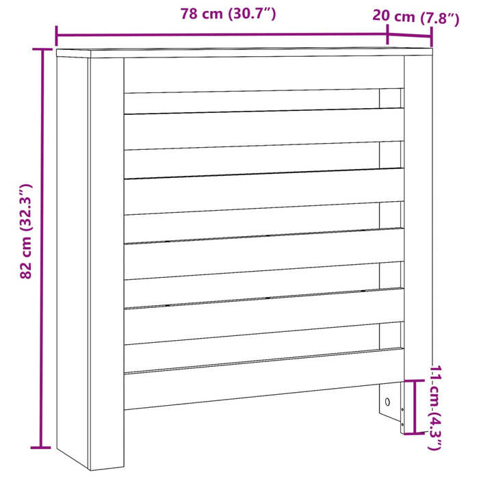 Mască pentru calorifer, lemn vechi, 78x20x82 cm, lemn prelucrat