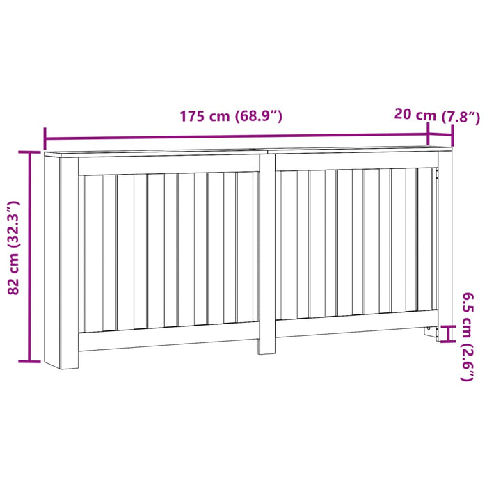 Mască pentru calorifer, gri beton, 175x20x82 cm, lemn prelucrat