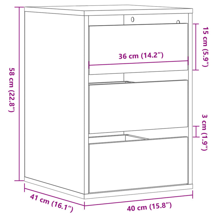 Dulap colț cu sertare gri beton 40x41x58 cm lemn prelucrat