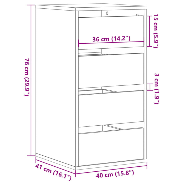 Dulap colț cu sertare sonoma gri 40x41x76 cm lemn prelucrat