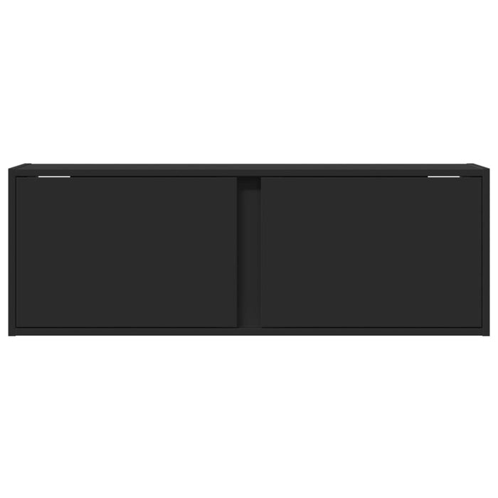 Dulap TV de perete cu lumini LED, negru, 100x31x35 cm