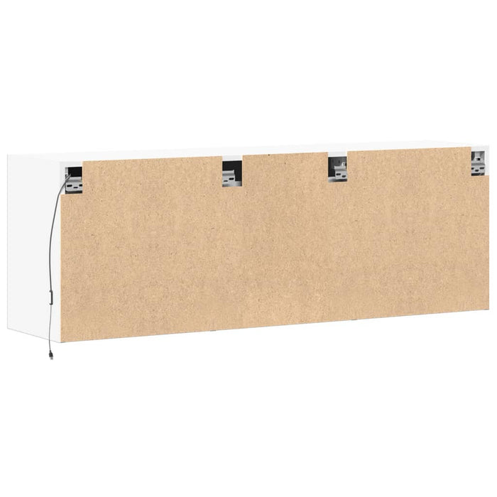 Comodă TV de perete cu lumini LED, alb, 130x31x45 cm