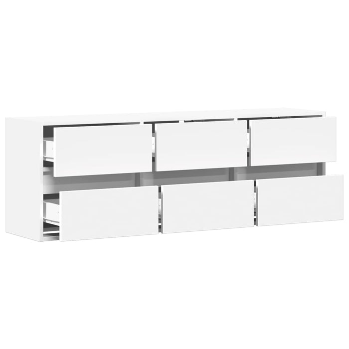 Comodă TV de perete cu lumini LED, alb, 130x31x45 cm