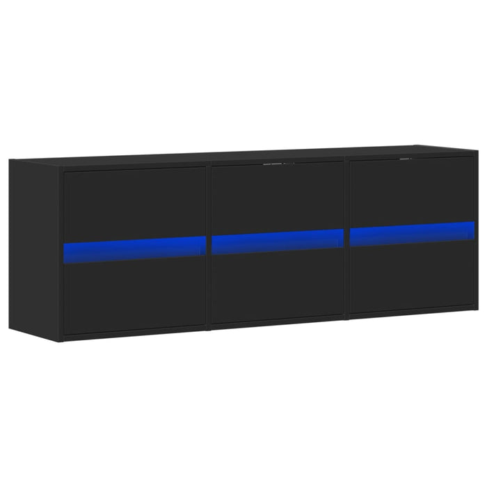 Dulap TV de perete cu lumini LED negru 130x31x45 cm