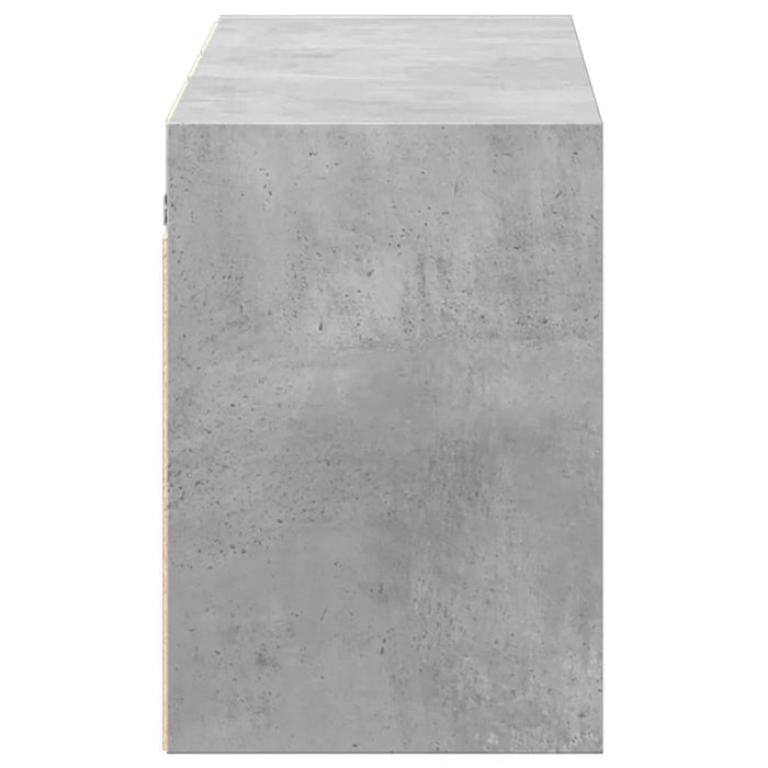 Comodă TV de perete cu lumini LED, gri beton, 130x31x45 cm