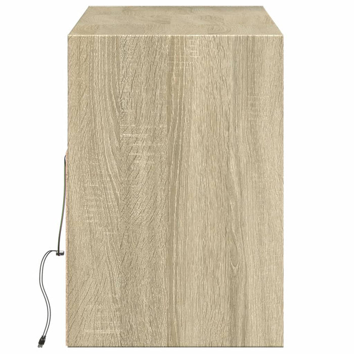 Comodă TV de perete cu lumini LED, stejar sonoma, 130x31x45 cm