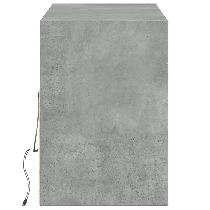 Comodă TV de perete cu lumini LED, gri beton, 130x31x45 cm