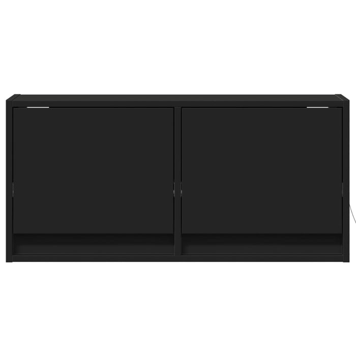 Dulap TV de perete cu lumini LED negru 80x31x38 cm