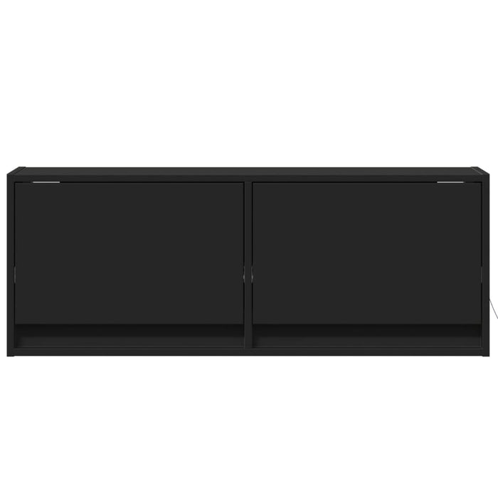 Comodă TV de perete cu lumini LED, negru, 100x31x38 cm