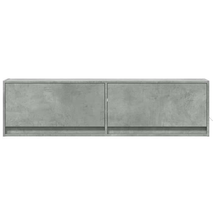 Comodă TV de perete cu lumini LED, gri beton, 140x31x38 cm